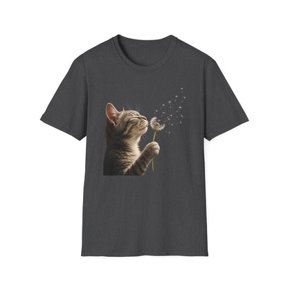 Cat Dandelion T-Shirt — Cute Kitten Blowing Dandelion Graphic Tee