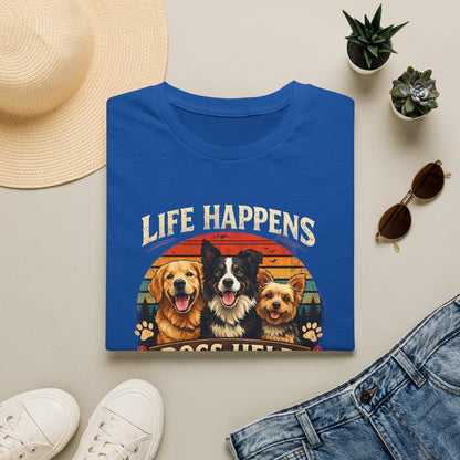 Life Happens Dogs Help T-Shirt — Vintage Rescue Dog Lover Tee