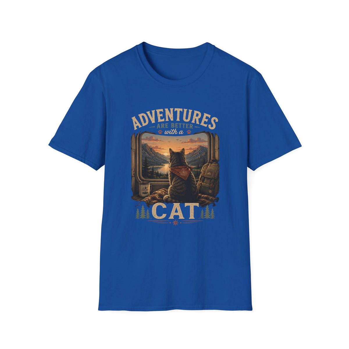 Adventure Cat T‑Shirt — “Adventures Are Better with a Cat” Graphic Tee