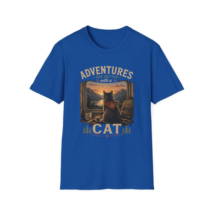 Adventure Cat T‑Shirt — “Adventures Are Better with a Cat” Graphic Tee