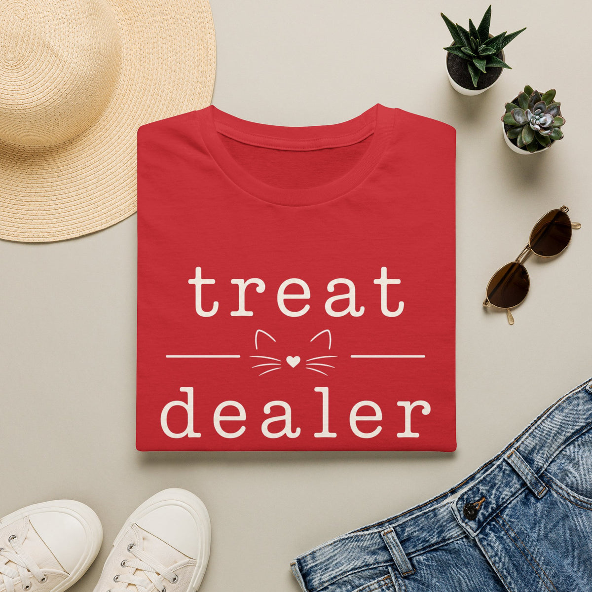 T-Shirt — "Treat Dealer" Cute Cat Treats Graphic Tee
