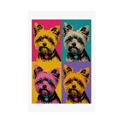 Pop Art Yorkie Poster – Colorful Matte Vertical Dog Art Print