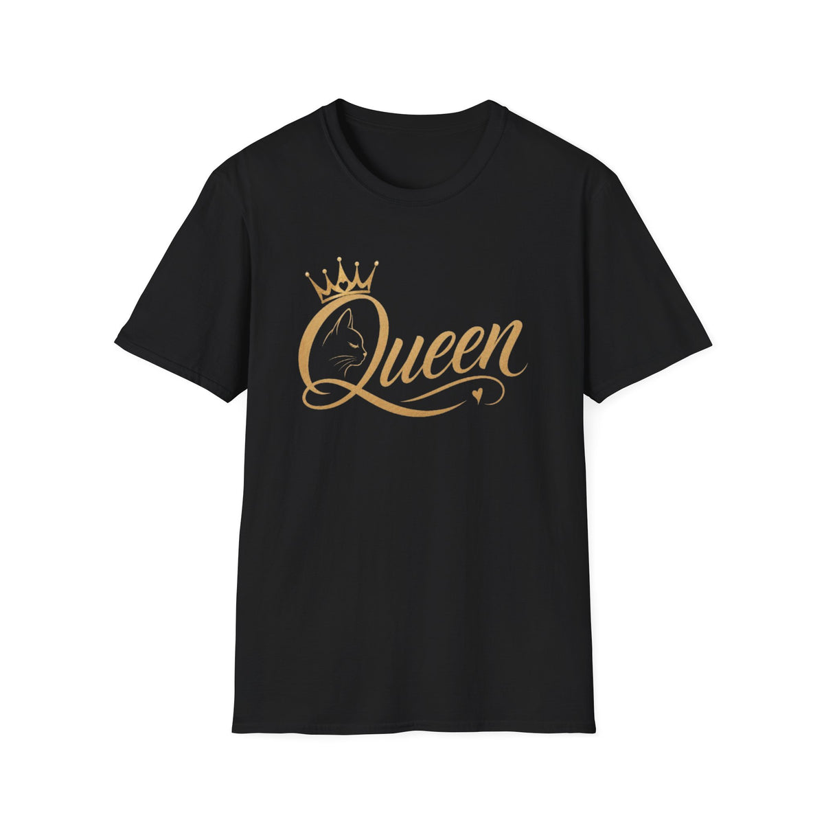Queen cat lover T‑Shirt — Gold Crown Feminine Graphic Tee