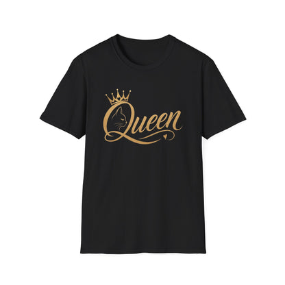Queen cat lover T‑Shirt — Gold Crown Feminine Graphic Tee