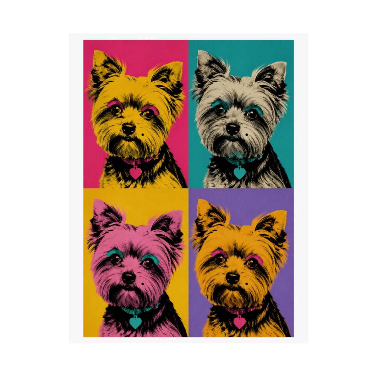 Pop Art Yorkie Poster – Colorful Matte Vertical Dog Art Print