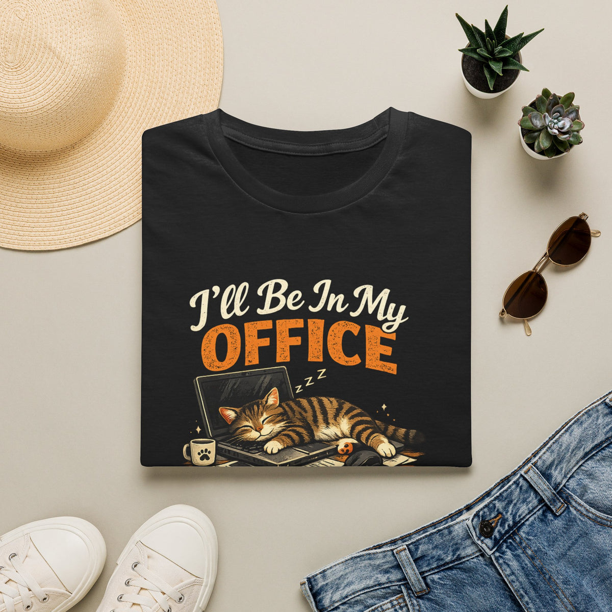 T-Shirt — I'll Be In My Office (Sleeping Cat) Cute Cat Lover Tee