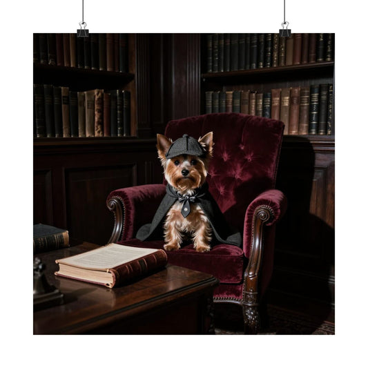 Digital download Yorkshire Terrier Detective Vintage Library Poster