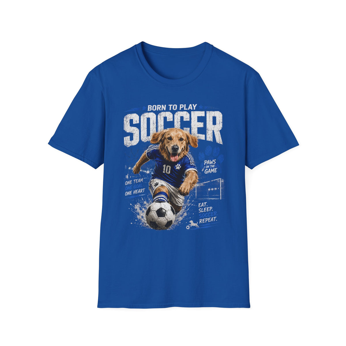 Born to Play Soccer T-Shirt — Golden Retriever Soccer Dog Design
