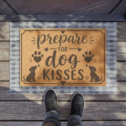 Doormat - "Prepare for Dog Kisses" Paw Print Welcome Mat
