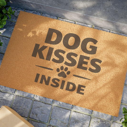 Dog Kisses Inside Doormat — Funny Paw Print Welcome Mat for Dog Lovers
