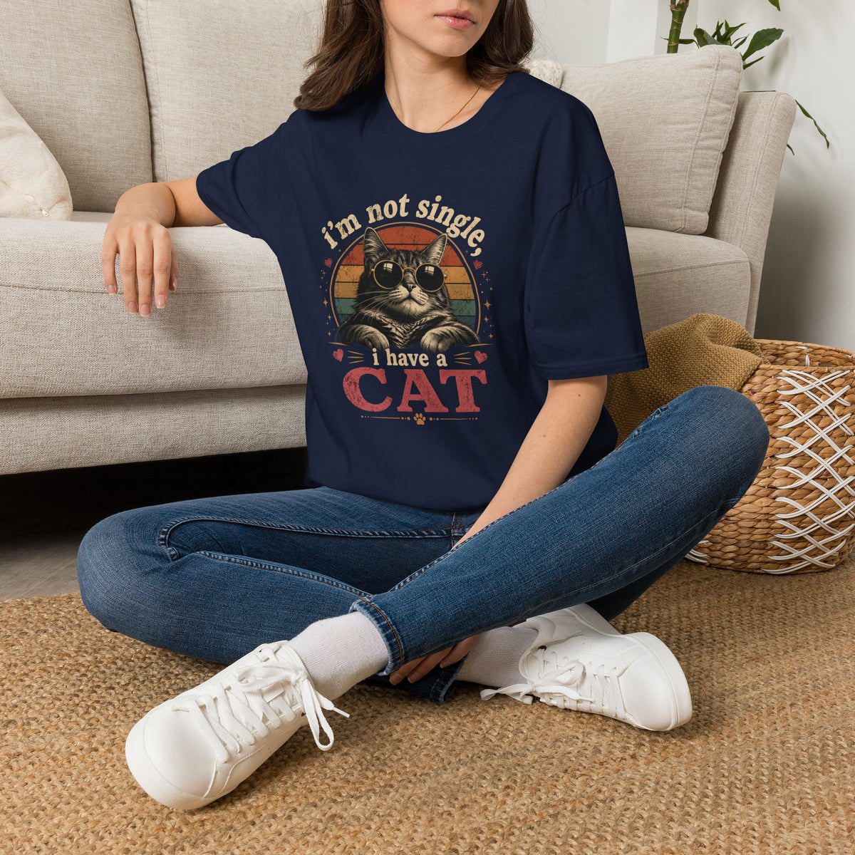 I'm Not Single, I Have a Cat T-Shirt — Retro Cat Sunglasses Graphic Tee