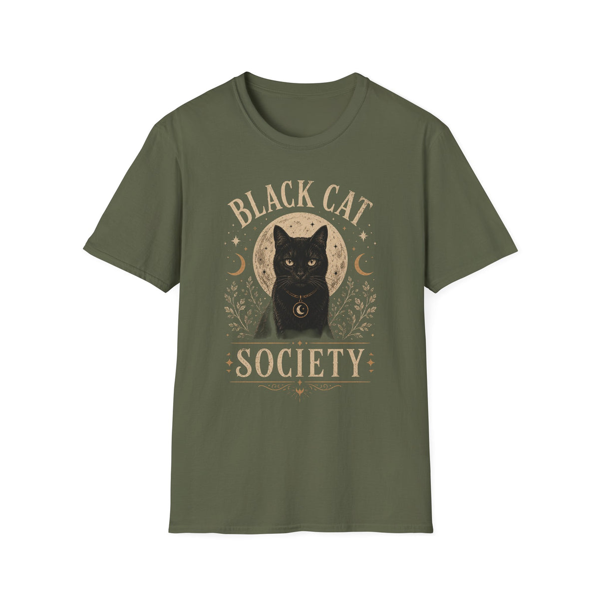 Black Cat Society T-Shirt — Vintage Moon & Mystic Cat Graphic Tee
