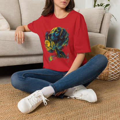 Golden Retriever Moon Graphic T‑Shirt — Vintage Dog Portrait Tee