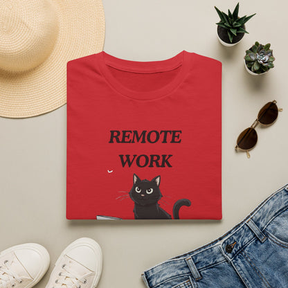 Remote Work Assistant T-Shirt — Cute Black Cat Laptop Tee for WFH
