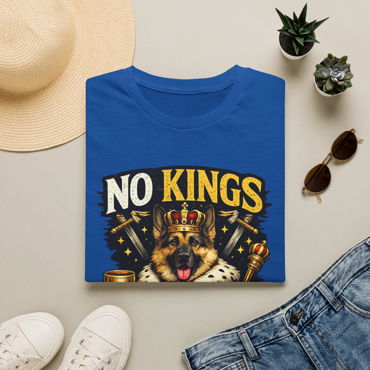 T-Shirt — "No Kings (Except My Dog)" German Shepherd Royalty Tee