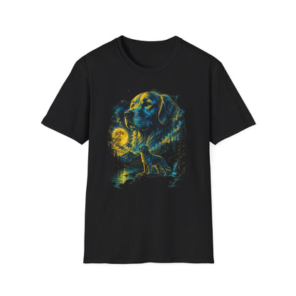 Golden Retriever Moon Graphic T‑Shirt — Vintage Dog Portrait Tee