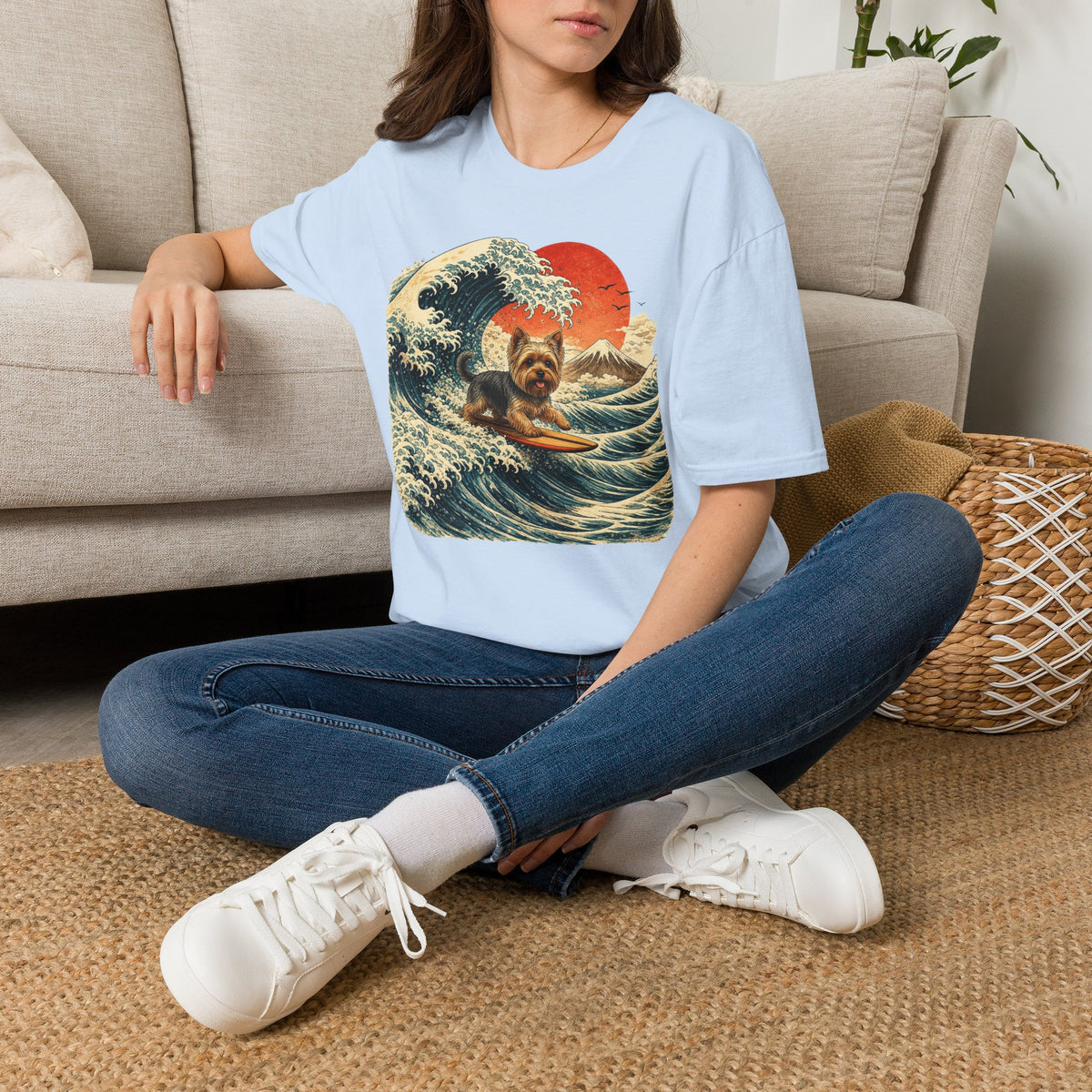 Yorkshire Terrier Wave T-Shirt — Japanese Wave Surf Dog Graphic Tee