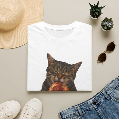 Cat Eating Pizza T-Shirt — Cute Pizza-Loving Cat Graphic Tee