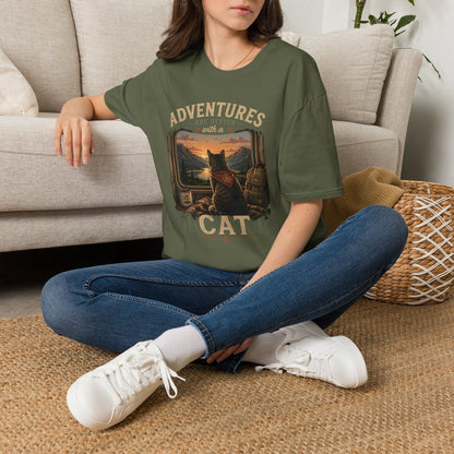 Adventure Cat T‑Shirt — “Adventures Are Better with a Cat” Graphic Tee