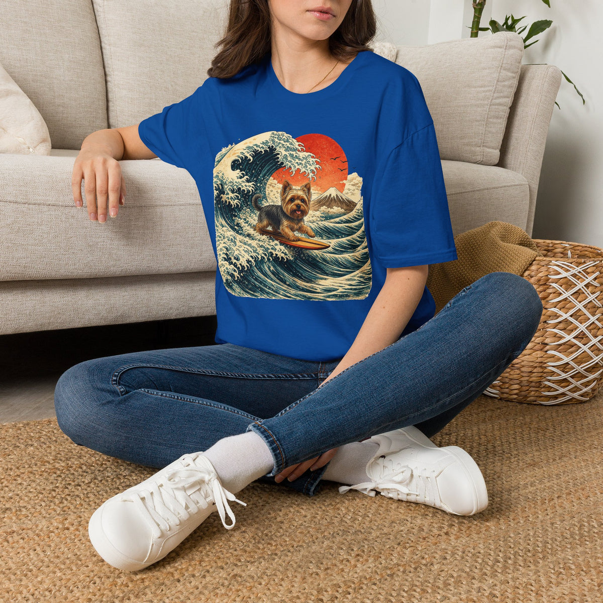 Yorkshire Terrier Wave T-Shirt — Japanese Wave Surf Dog Graphic Tee
