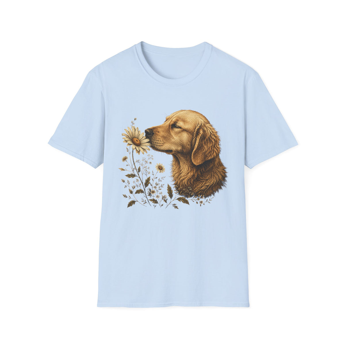 Golden Retriever & Daisies T-Shirt — Floral Dog Lover Tee