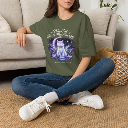 My Cat Heals My Energy T-Shirt — Spiritual Cat Lover Tee