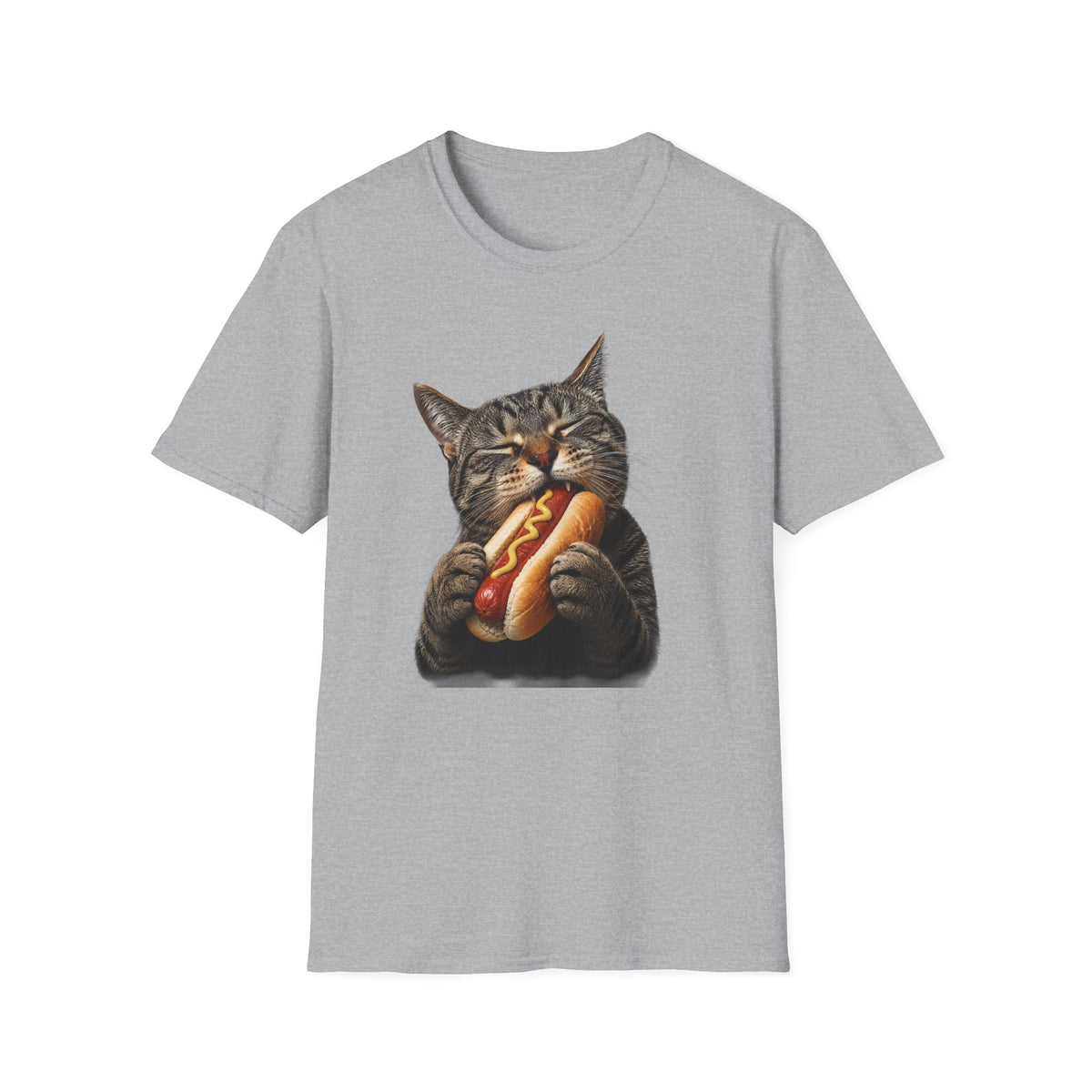 Cat Eating Hot Dog T-Shirt — Funny Cute Cat Graphic Tee