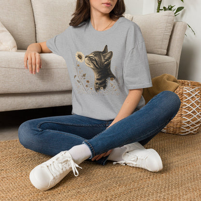 Cat & Wildflower T-Shirt — Whimsical Floral Kitty Tee