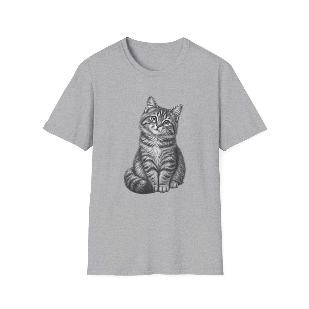 Cat Portrait T-Shirt — Realistic Gray Tabby Kitten Tee