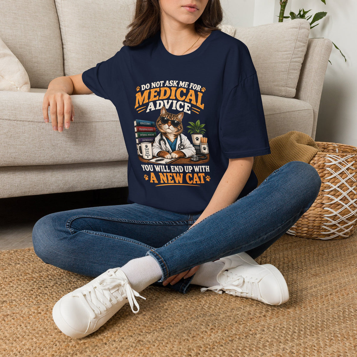 Cat Doctor T-Shirt — "Do Not Ask Me for Medical Advice, You Will End Up With a New Cat" Funny Vet Cat Tee