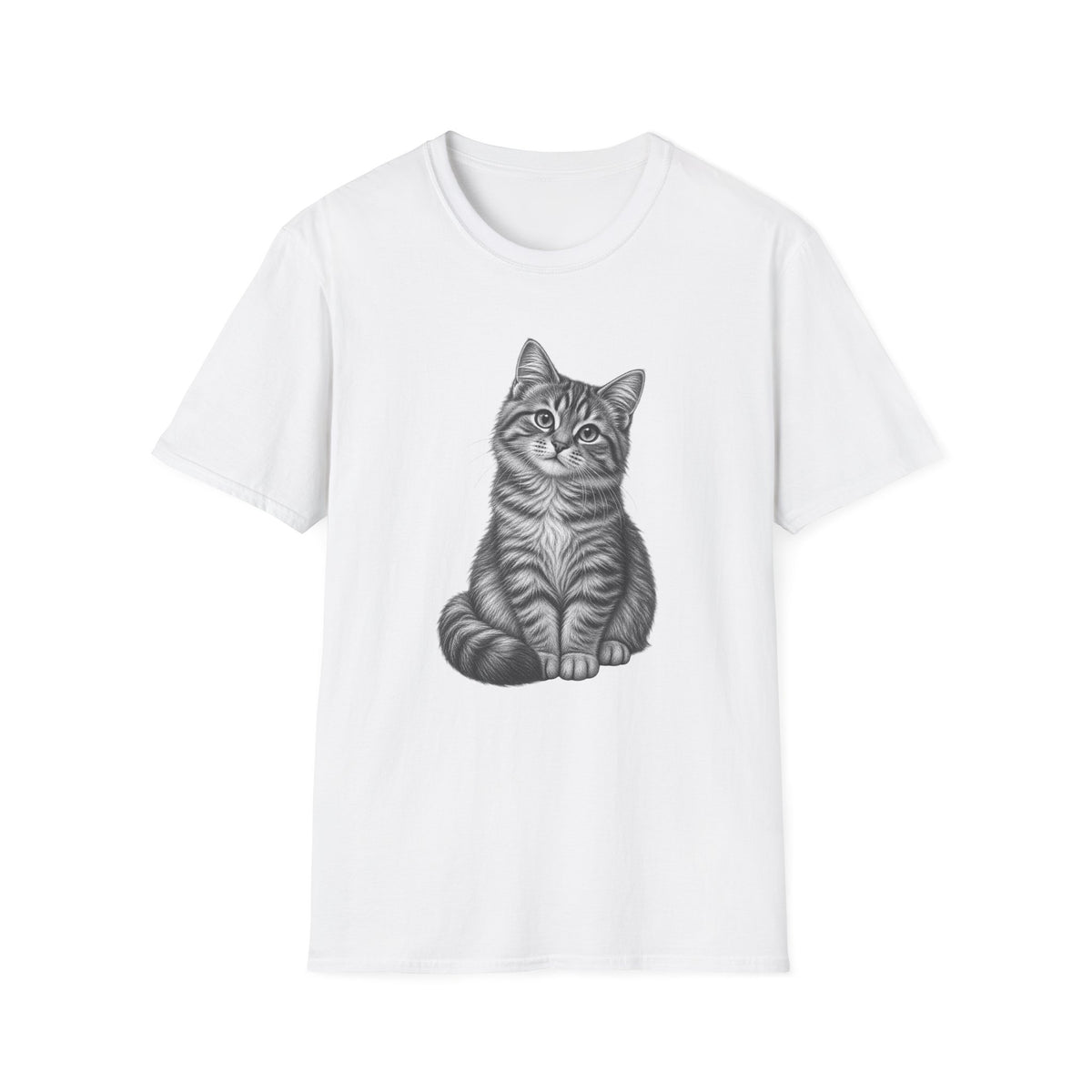 Cat Portrait T-Shirt — Realistic Gray Tabby Kitten Tee