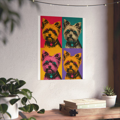 Pop Art Yorkie Poster – Colorful Matte Vertical Dog Art Print