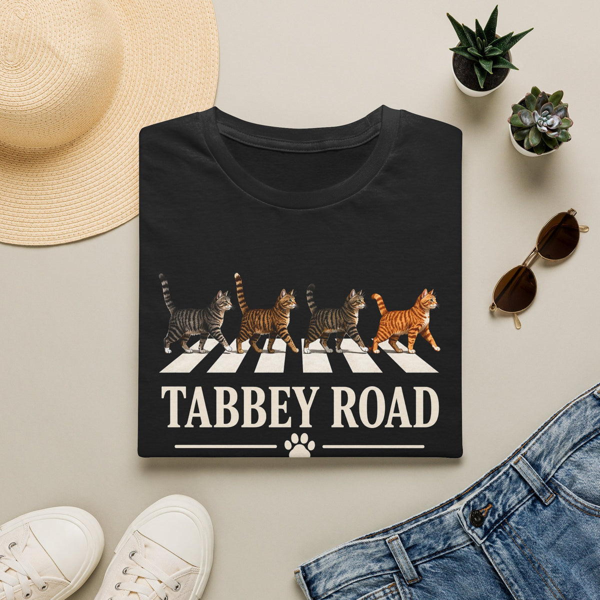 Tabbey Road T-Shirt — Cats Crossing Beatles Parody Tee