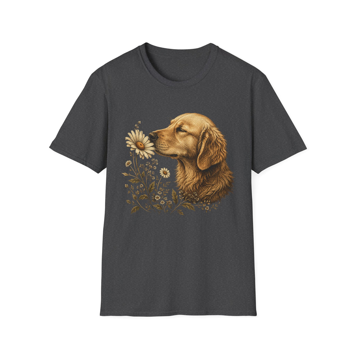 Golden Retriever & Daisies T-Shirt — Floral Dog Lover Tee