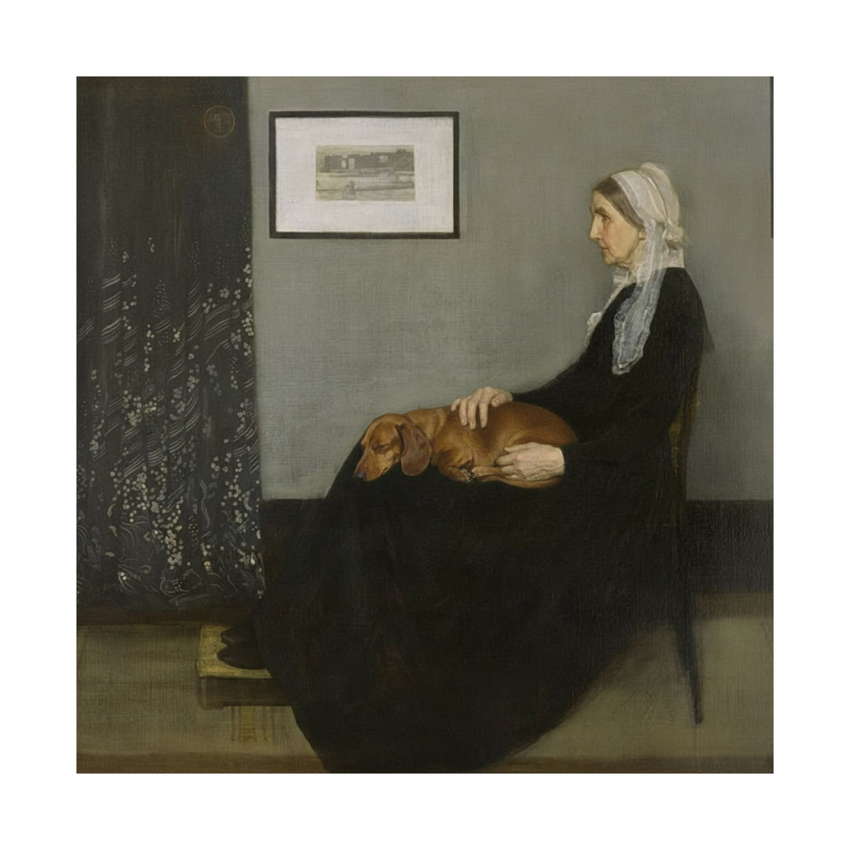 Matte Poster — Vintage Portrait of Elderly Woman with Dog (Vertical)