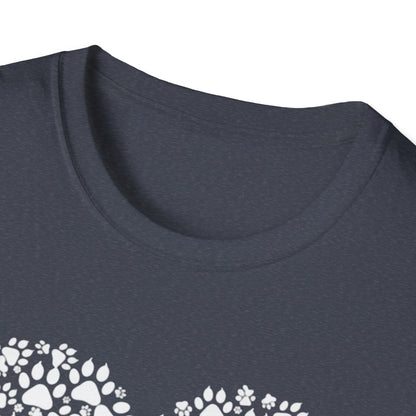 Paw Heart T-Shirt — White Doodle Paw Heart Graphic Tee