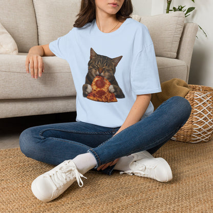Cat Eating Pizza T-Shirt — Cute Pizza-Loving Cat Graphic Tee