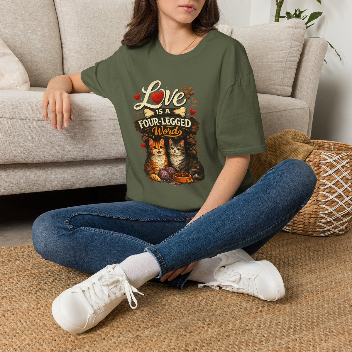 Cat Lover T-Shirt — "Love Is a Four-Legged Word" Graphic Tee