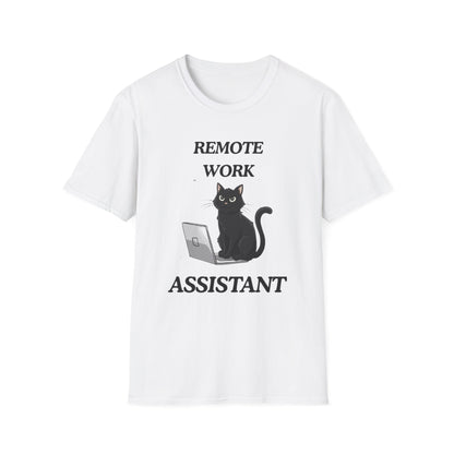Remote Work Assistant T-Shirt — Cute Black Cat Laptop Tee for WFH