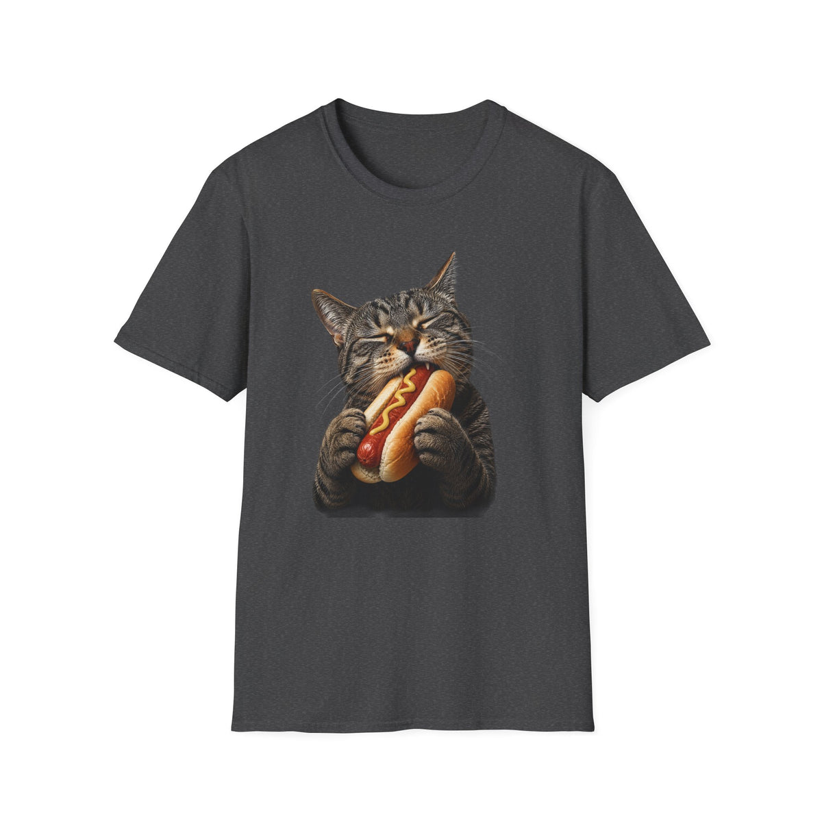 Cat Eating Hot Dog T-Shirt — Funny Cute Cat Graphic Tee