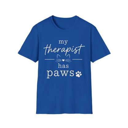 My Therapist Has Paws T-Shirt — Cute Cat Lover Tee
