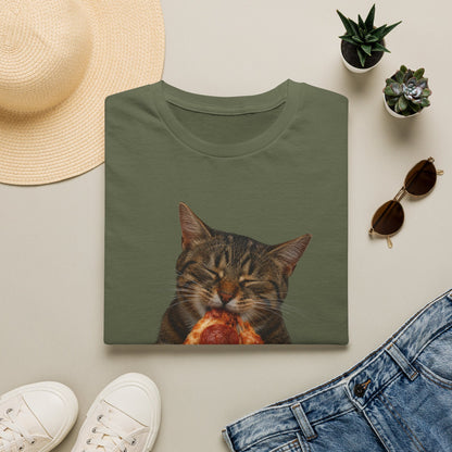 Cat Eating Pizza T-Shirt — Cute Pizza-Loving Cat Graphic Tee
