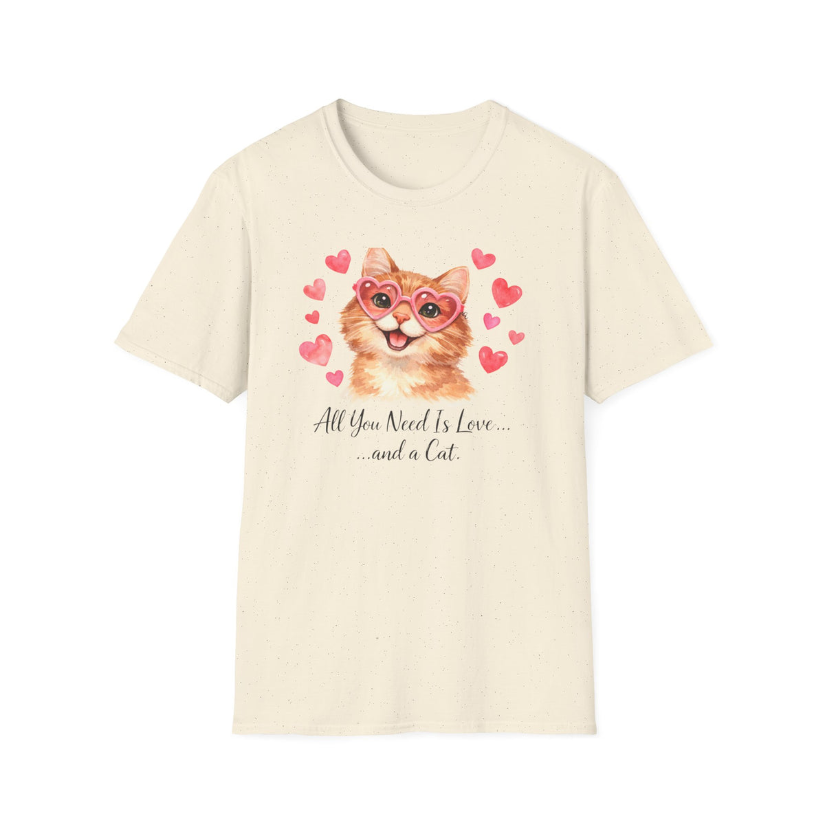 All You Need Is Love... and a Cat T-Shirt — Cute Heart Sunglasses Kitty Tee
