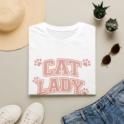 Cat Lady T-Shirt — Cute Pink Paw Print Graphic Tee for Cat Lovers
