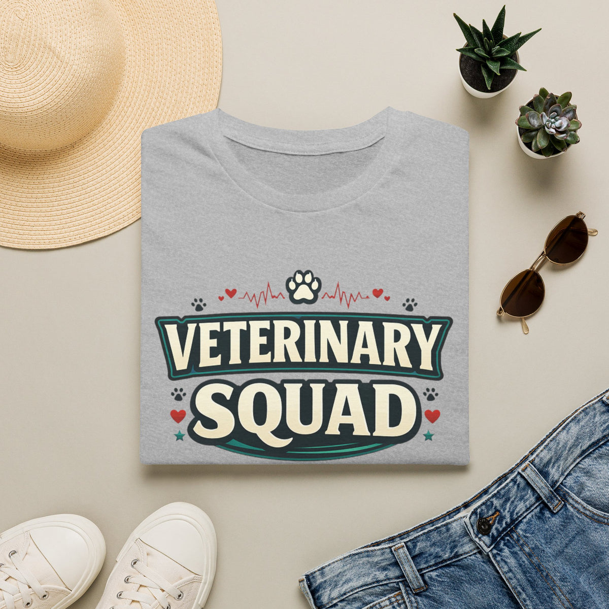 Veterinary Squad T-Shirt — Cute Paw Print Vet Team Tee