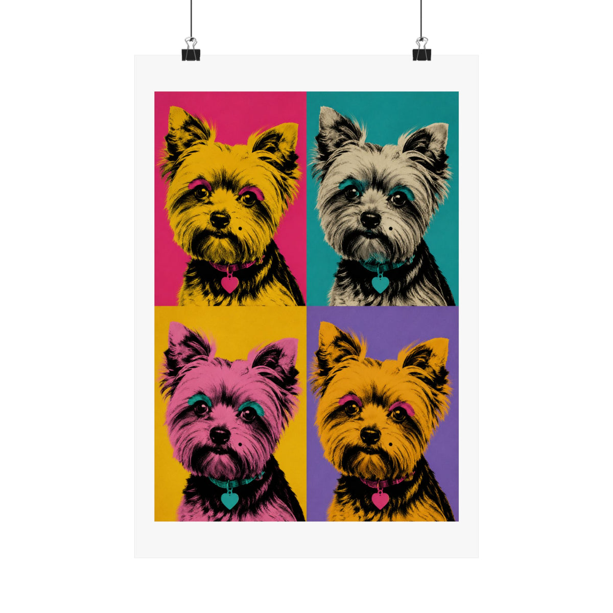 Pop Art Yorkie Poster – Colorful Matte Vertical Dog Art Print