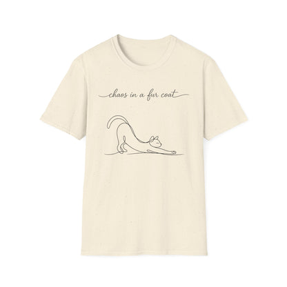 Cat Line Art T-Shirt — "chaos in a fur coat" Minimalist Cat Shirt