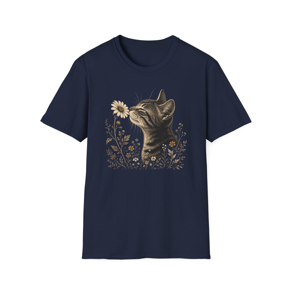 Cat & Wildflower T-Shirt — Whimsical Floral Kitty Tee