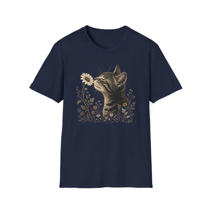 Cat & Wildflower T-Shirt — Whimsical Floral Kitty Tee