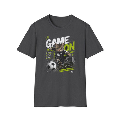 Game On Soccer T‑Shirt — Cat Player Design (Focus • Play • Win)